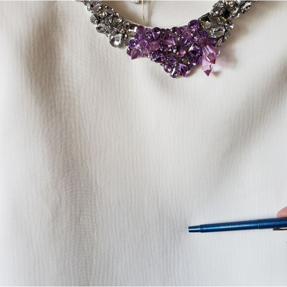 RARE! 3.1 Phillip Lim Oversized Top Shirt Encrusted Crystals Neckline Round Neck - Picture 11 of 11